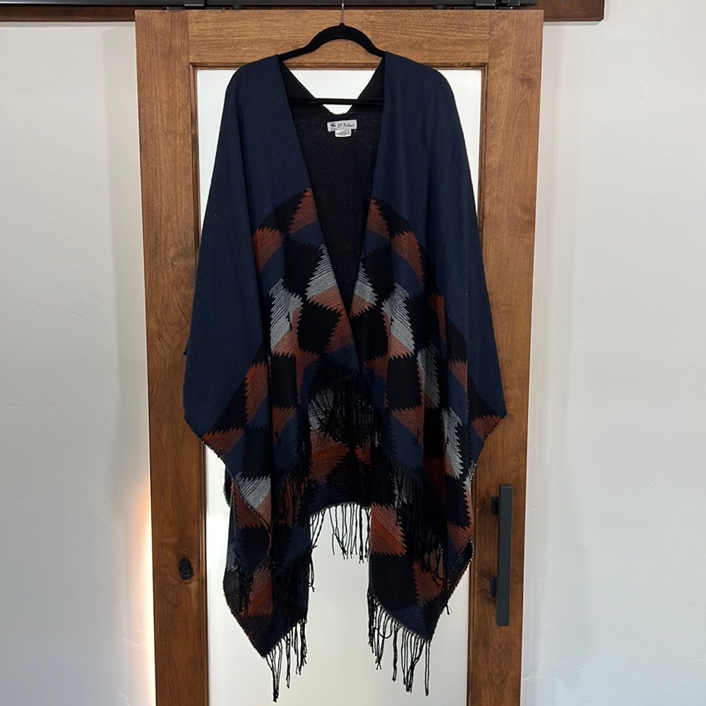 Southwest style poncho with fringe